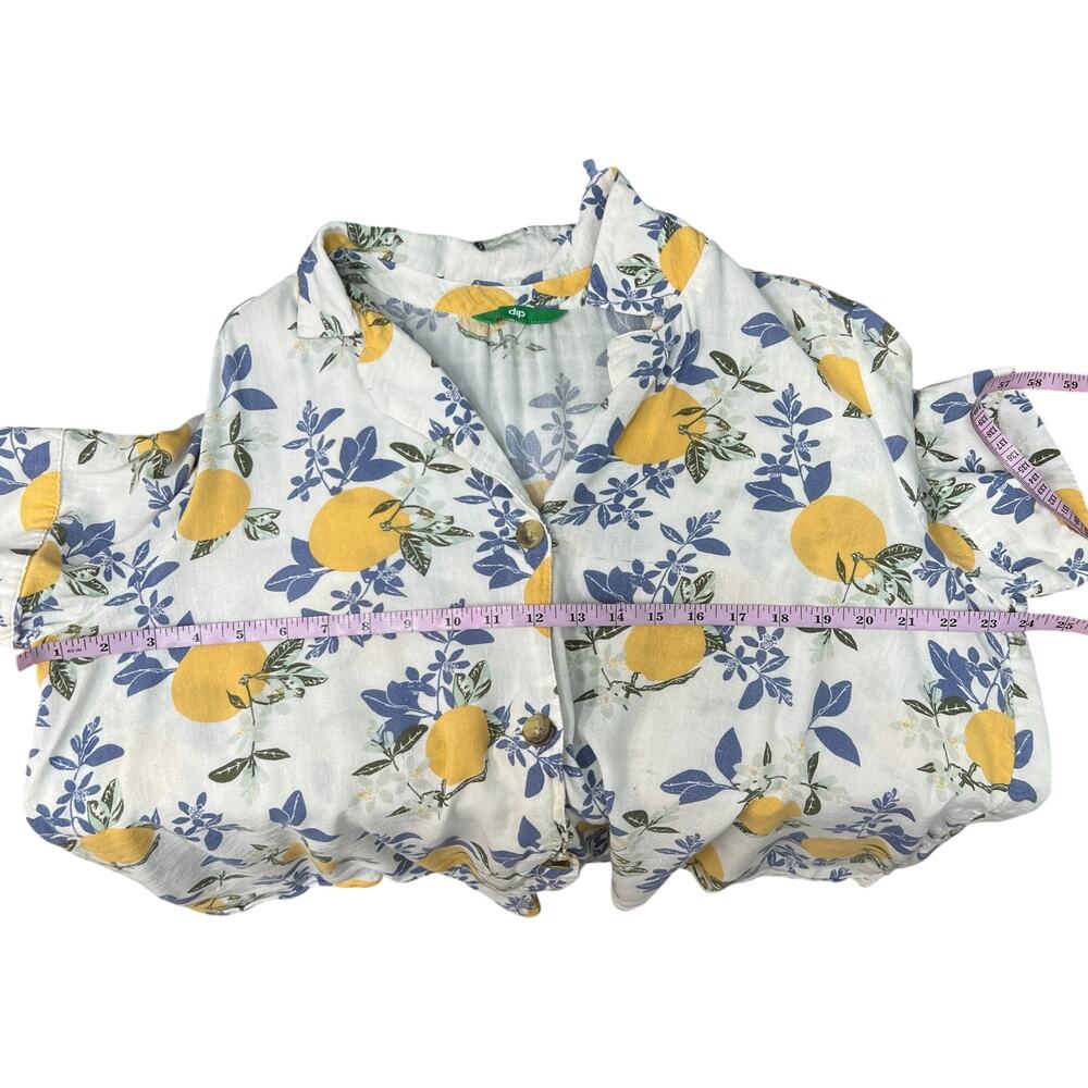Dip Lemon Floral Printed Button Tie Front Shirt Women Large Beachy Boho Coastal - Picture 11 of 13